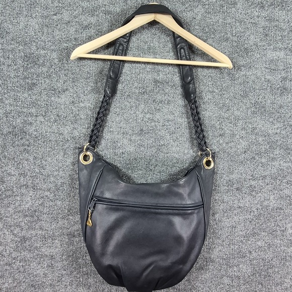 Vintage Brio Large Navy Blue Leather Slouchy Hobo Shoulder Bag Crossbody Purse - Picture 5 of 10